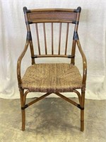 Rattan and Rush Seat Arm Chair