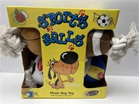 Sports Balls, Plush Dog toy w/Tug Rope & Squeakers