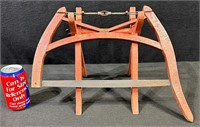 Antique Wooden Bow Saw with Stand-Lot