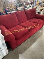 Red 3 seat sofa removable cushions no rips or