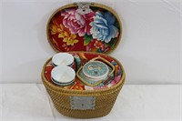 Chinese Tea set in basket