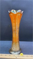 Carnival Glass Flung Vase (11"H). Looks like
