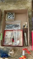 Dust Doll, Lady Gloves, Silver Plate Spoon, Fork,