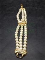 Joan Rivers Faux Pearl Crystal  Bee Bracelet