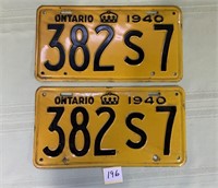 Ontario 1940 licence plates pair