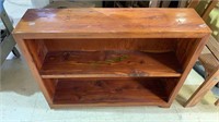 Vintage 2 shelf cedar wood bookshelf display case.