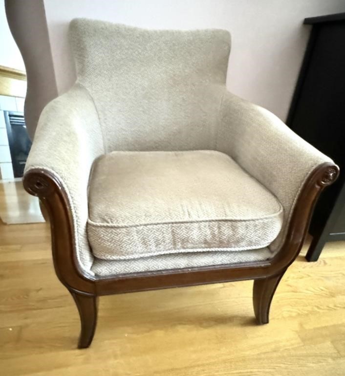 Wood Framed Upholstered Arm Chair