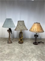 Three table top electric lamps