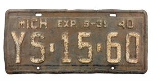 1940 Michigan License Plate
