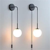 Set of 2 Matte Black Wall Lamp
