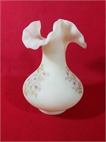 Signed Handpainted Crimped Fenton Vase