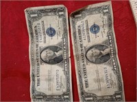 Two $1 silver certificate 35a, 35b