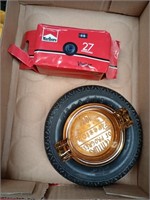 Marlboro camera and Firestone ashtray