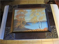 Folk art frame with oak leaves