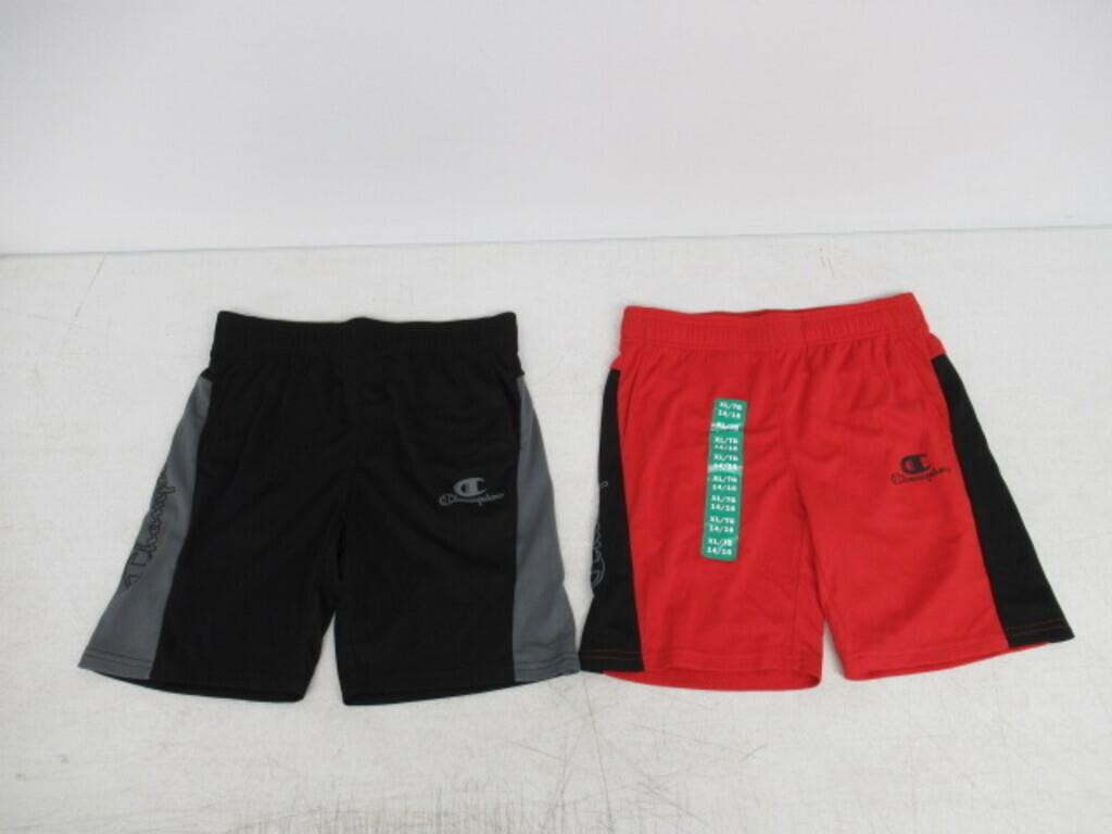 2-Pk Champion Boy's XL Short, Black and Red Extra