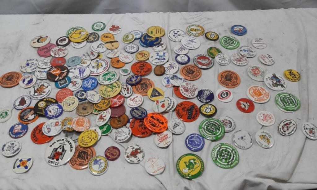 Old timer hockey buttons