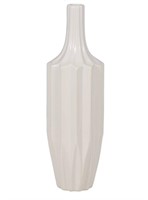 O558  Ceramic Cylinder Fluted Vase
