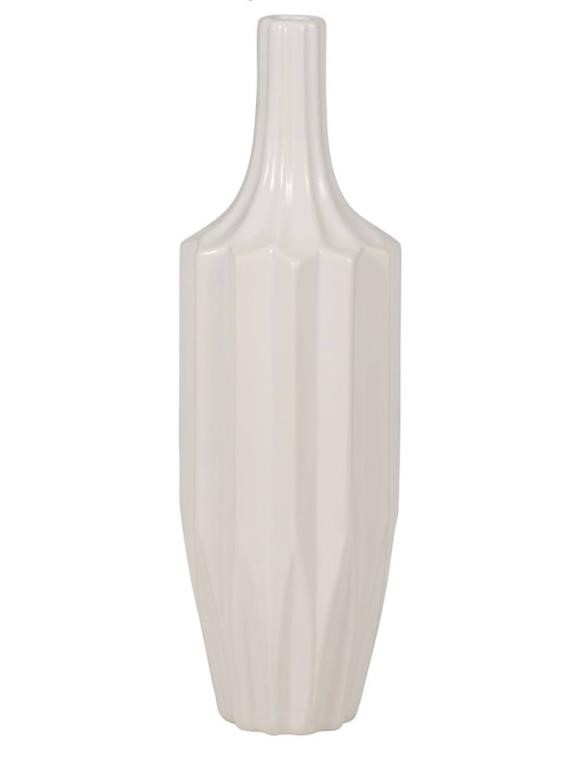 O558  Ceramic Cylinder Fluted Vase