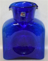 Vtg Blenko Coblat Blue Glass Double Pour Carafe