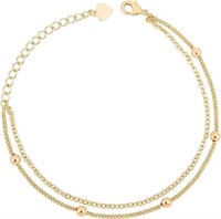 Minimalist 18k Gold-pl Beads Layered Bracelet