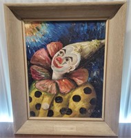 Caris,MCM Clown Portrait, Oil . Signed