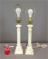 Pair of Marble Columnar Lamps
