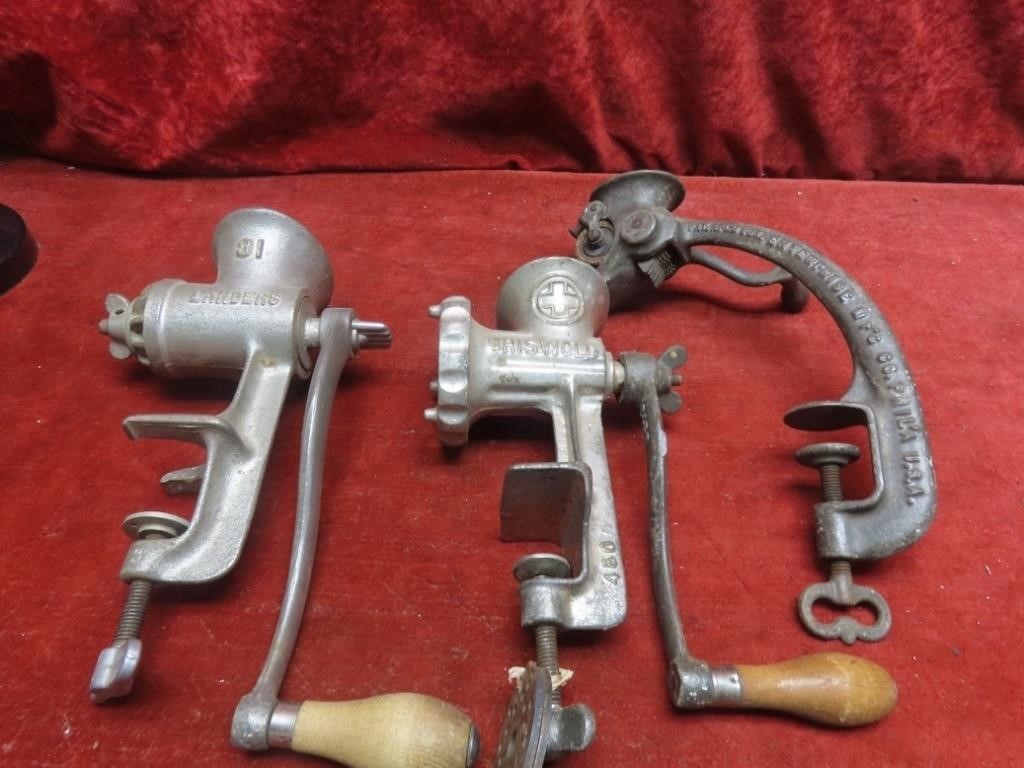 Vintage cast food choppers, Griswold, landers,