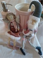 Vintage angel & Santa  shelf sitters & more