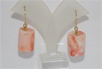 Pink angel skin coral earrings with 9ct hooks