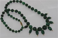 Vintage malachite bead necklace