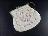 Antique hand beaded micro bead ladies purse with b
