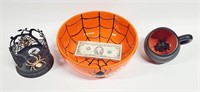 HALLOWEEN SPIDER BOWL, COFFEE CUP, CANDLE HOLDER