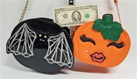 HALLOWEEN PUMPKIN & BAT CROSSBODY PURSES