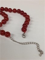 Carnelian Bead Necklace, sterling clasp