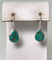 Sterling Turquoise Dangle Earrings 4 Grams