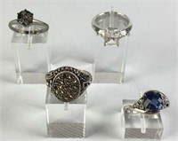 Sterling Silver Rings with Various Stones