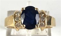 14K Gold Ring with Black & Clear Stones