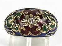 14K Gold Cloisonné' Ring with Clear Stone