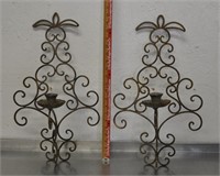 Wrought iron wall sconce candle holders