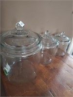 Set of Three Stairstep Glass Counter Jars