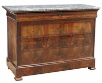 FRENCH LOUIS PHILIPPE MARBLE-TOP MAHOGANY COMMODE