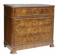 FRENCH LOUIS PHILIPPE FIGURED SECRETAIRE COMMODE