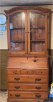 2 pc. China hutch, glass doors, drop front