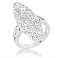 Pave 2.30ct White Topaz Oval Shape Cocktail Ring
