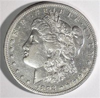 1892-CC MORGAN DOLLAR, XF/AU