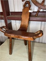 Antique wood birthing chair