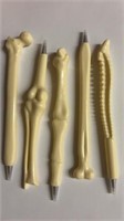 5 fun bone shaped pens, ballpoint write smoothly,