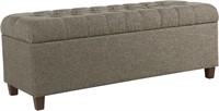 Meadow Lane  48" Tufted Storage Bench, Gray"