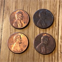 (4) 1982 D Small Date Lincoln Memorial Penny