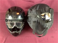 Two Dirt Bike Helmets With Goggles- Black One Is